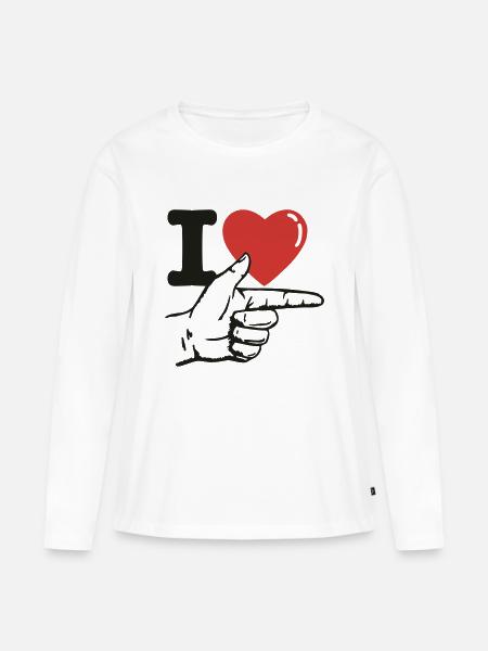 I heart him - Frauen Premium Bio Langarmshirt - Weiß