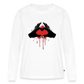Mains d'amour - T-shirt manches longues Premium bio Femme - blanc - Devant - Julia (174cm)