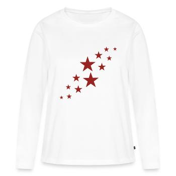 Star, les étoiles - T-shirt manches longues Premium bio Femme - blanc - Devant - Julia (174cm)