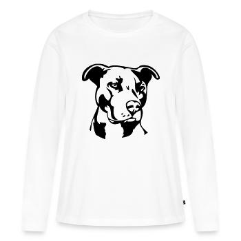 Pitbull einfarbig - Hund Kampfhund - Frauen Premium Bio Langarmshirt - Weiß - Vorne - Julia (174cm)