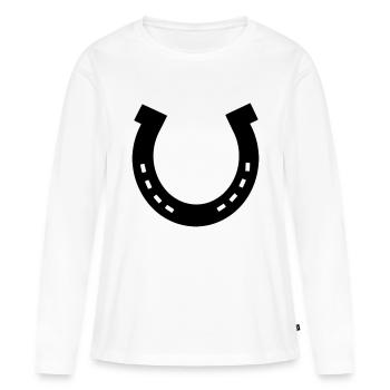 Fers à cheval, cheval - T-shirt manches longues Premium bio Femme - blanc - Devant - Julia (174cm)