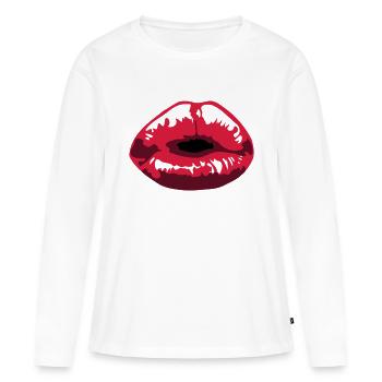 kiss - T-shirt manches longues Premium bio Femme - blanc - Devant - Julia (174cm)