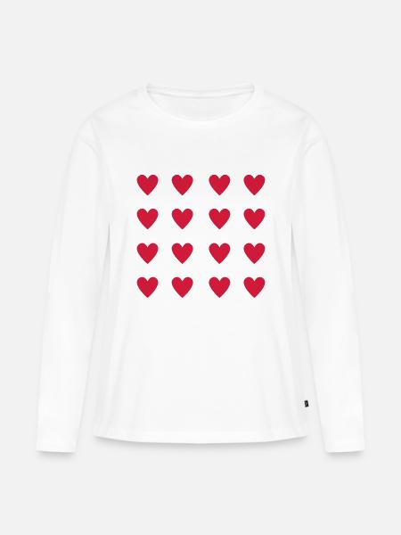 Hearts - Frauen Premium Bio Langarmshirt - Weiß