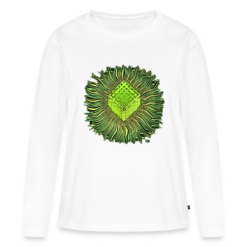 Psychédélique Cube / Cube psychédélique - T-shirt manches longues Premium bio Femme - blanc - Devant - Julia (174cm)