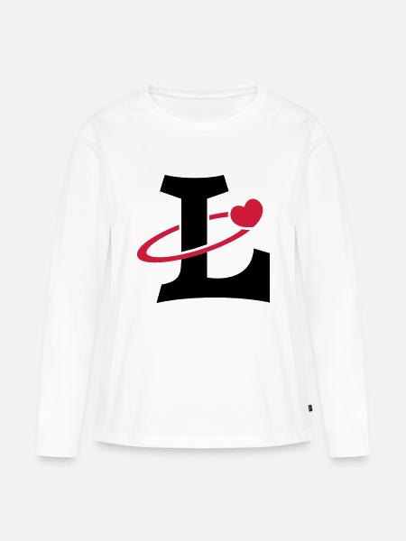 "L" Herz-Orbit - Frauen Premium Bio Langarmshirt - Weiß