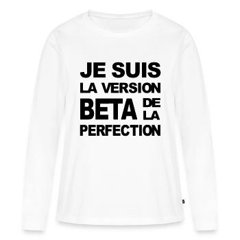 version beta perfection - T-shirt manches longues Premium bio Femme - blanc - Devant - Julia (174cm)