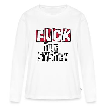 baiser le système - T-shirt manches longues Premium bio Femme - blanc - Devant - Julia (174cm)