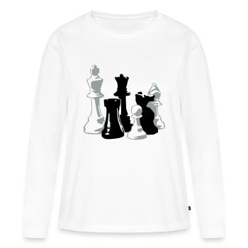 échecs - T-shirt manches longues Premium bio Femme - blanc - Devant - Julia (174cm)