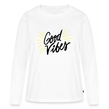 good vibes - T-shirt manches longues Premium bio Femme - blanc - Devant - Julia (174cm)