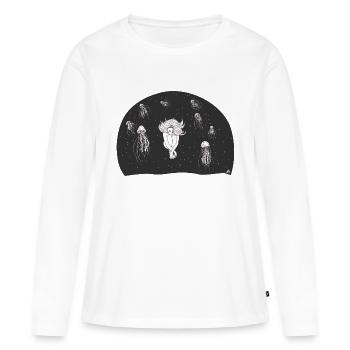 in the depth of thoughts. - Women's Premium Organic Long Sleeve Shirt - white - Front - Julia (174cm)