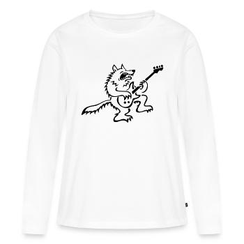 E-Bass Wolf - Frauen Premium Bio Langarmshirt - Weiß - Vorne - Julia (174cm)