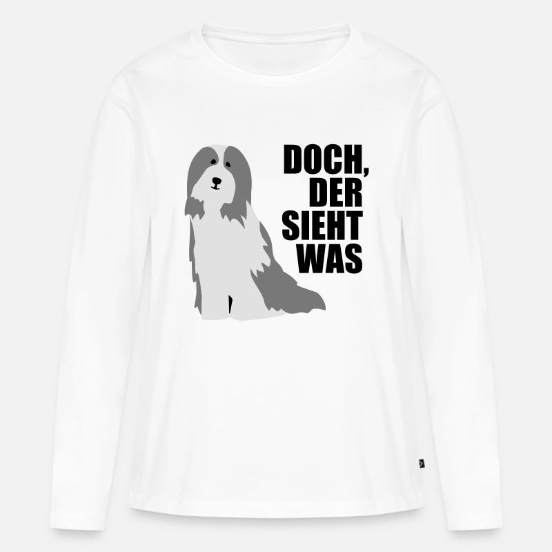 Bearded Collie - Frauen Premium Bio Langarmshirt - Weiß