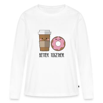 Les meilleurs amis: mieux! - Coffe et Donut - T-shirt manches longues Premium bio Femme - blanc - Devant - Julia (174cm)