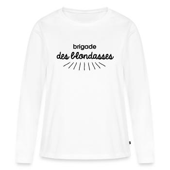 Brigade des blondasses - T-shirt manches longues Premium bio Femme - blanc - Devant - Julia (174cm)