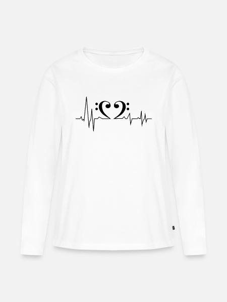 Bass Herz Frequenz - Frauen Premium Bio Langarmshirt - Weiß