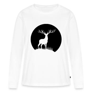 Cerf au clair de lune - T-shirt manches longues Premium bio Femme - blanc - Devant - Julia (174cm)