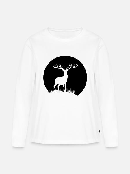 Hirsch im Mondlicht - Frauen Premium Bio Langarmshirt - Weiß