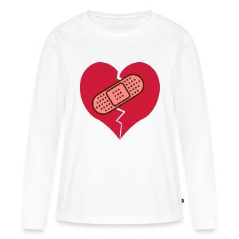 coeur brisé avec pansement - T-shirt manches longues Premium bio Femme - blanc - Devant - Julia (174cm)