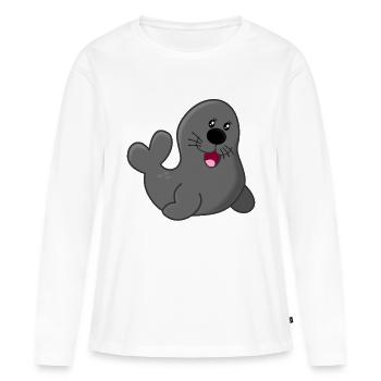 Seehund - Frauen Premium Bio Langarmshirt - Weiß - Vorne - Julia (174cm)