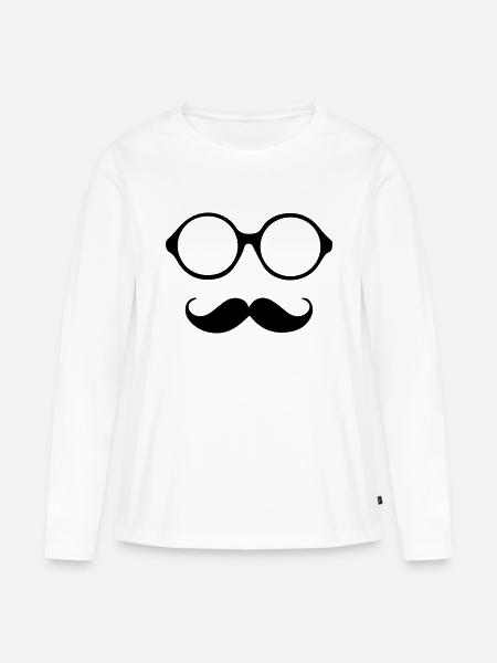 Schnurrbart - Frauen Premium Bio Langarmshirt - Weiß