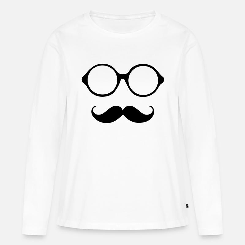 Schnurrbart - Frauen Premium Bio Langarmshirt - Weiß