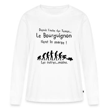 Burgund Flut Alkohol Morgengrauen Zeit - Frauen Premium Bio Langarmshirt - Weiß - Vorne - Julia (174cm)