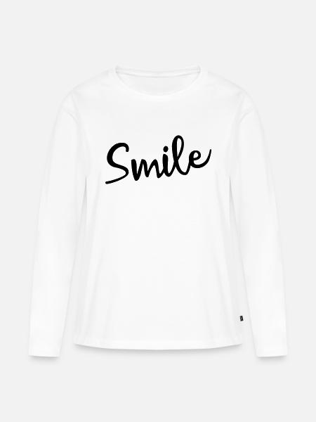Smile - Frauen Premium Bio Langarmshirt - Weiß