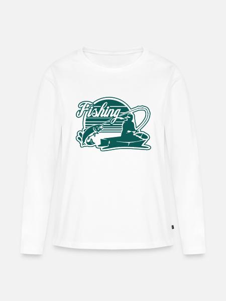 fishing - Frauen Premium Bio Langarmshirt - Weiß