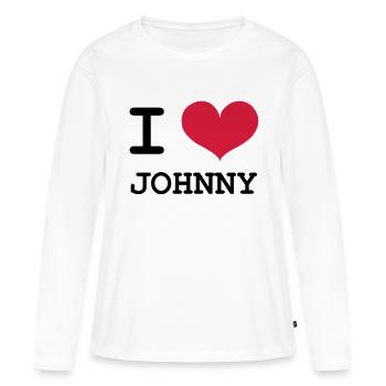 I Love Johnny ! - T-shirt manches longues Premium bio Femme - blanc - Devant - Julia (174cm)