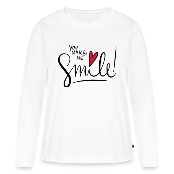 Tu me fais sourire - Adorable adorable adorable avec coeur - T-shirt manches longues Premium bio Femme - blanc - Devant - Julia (174cm)