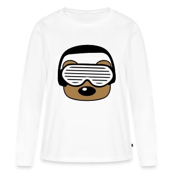 gesicht kopf feiern party dj kopfhoerer musik spas - Frauen Premium Bio Langarmshirt - Weiß - Vorne - Julia (174cm)