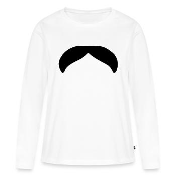 Barbe moustache moustache Moustache 1C. - T-shirt manches longues Premium bio Femme - blanc - Devant - Julia (174cm)