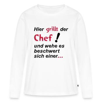 Voici griller le chef - T-shirt manches longues Premium bio Femme - blanc - Devant - Julia (174cm)