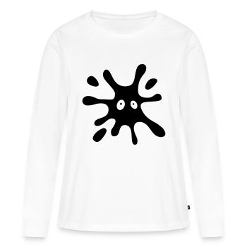 tache noire avec les yeux - T-shirt manches longues Premium bio Femme - blanc - Devant - Julia (174cm)