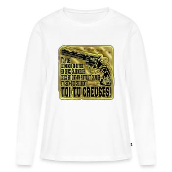 toi tu creuses! - T-shirt manches longues Premium bio Femme - blanc - Devant - Julia (174cm)