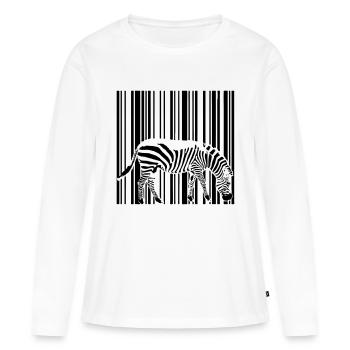 Barcode Zebra - Frauen Premium Bio Langarmshirt - Weiß - Vorne - Julia (174cm)
