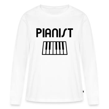 Pianist with piano keyboard - T-shirt manches longues Premium bio Femme - blanc - Devant - Julia (174cm)