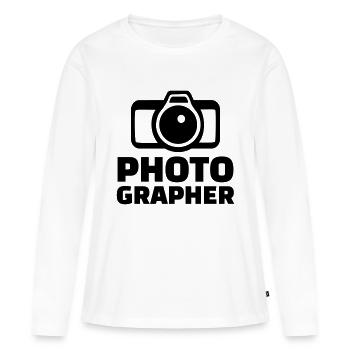 Fotograf - Frauen Premium Bio Langarmshirt - Weiß - Vorne - Julia (174cm)