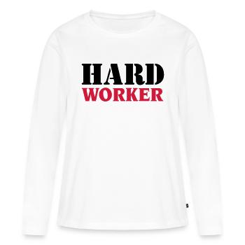 Hard worker - T-shirt manches longues Premium bio Femme - blanc - Devant - Julia (174cm)