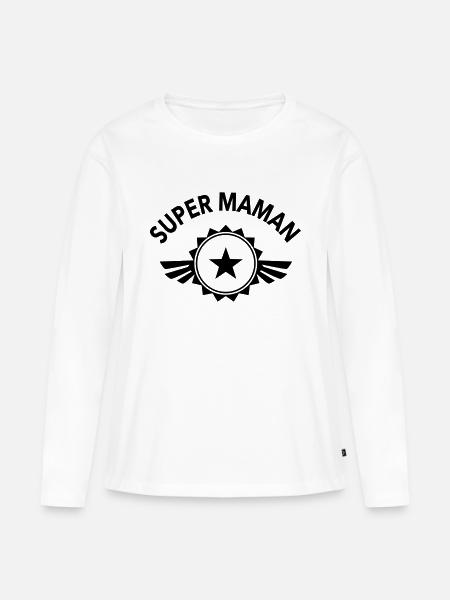 Super Maman - Frauen Premium Bio Langarmshirt - Weiß
