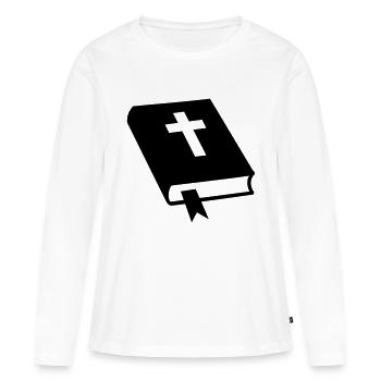 Bible - T-shirt manches longues Premium bio Femme - blanc - Devant - Julia (174cm)
