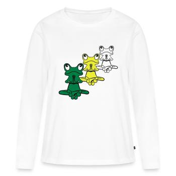 Relaxation de grenouille yoga méditation - T-shirt manches longues Premium bio Femme - blanc - Devant - Julia (174cm)