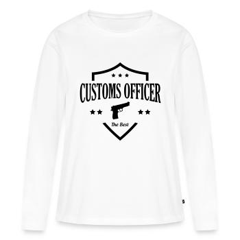 Douanier / Douane / Douanière / Police / Frontière - T-shirt manches longues Premium bio Femme - blanc - Devant - Julia (174cm)