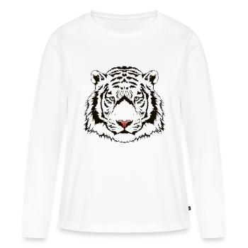 tigre tete fantaisie design - T-shirt manches longues Premium bio Femme - blanc - Devant - Julia (174cm)