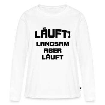 Läuft langsam - Frauen Premium Bio Langarmshirt - Weiß - Vorne - Julia (174cm)