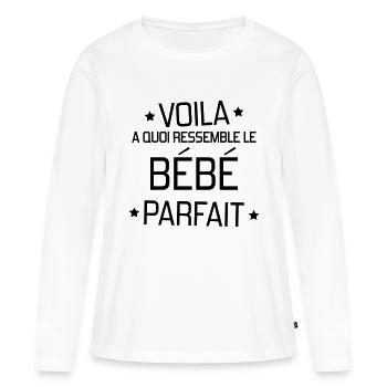 bébé / naissance / garçon / fille / maman - T-shirt manches longues Premium bio Femme - blanc - Devant - Julia (174cm)