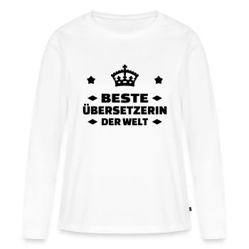 traducteur / traduction / traductrice / traduire - T-shirt manches longues Premium bio Femme - blanc - Devant - Julia (174cm)