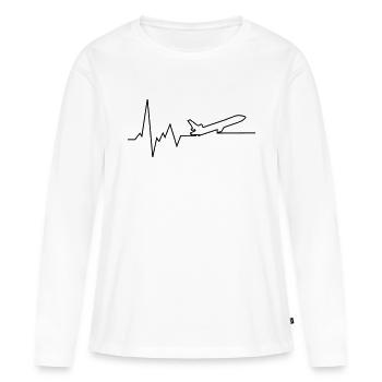 herzschlag jet - Frauen Premium Bio Langarmshirt - Weiß - Vorne - Julia (174cm)