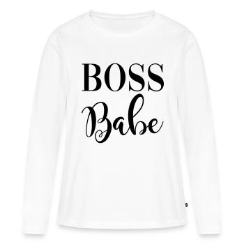 Boss Babe - T-shirt manches longues Premium bio Femme - blanc - Devant - Julia (174cm)