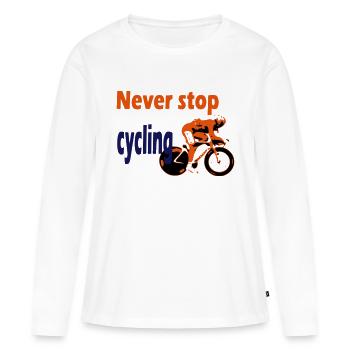 Radfahren - Frauen Premium Bio Langarmshirt - Weiß - Vorne - Julia (174cm)